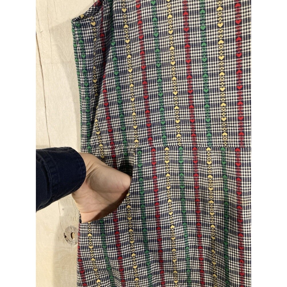Vintage‎ Style Cottagecore Academia Jumper Dress With Gingham Check Heart Print - Picture 3 of 8